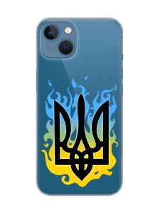 Прозорий чохол на Apple iPhone 13 :: Тризуб Полум'я (принт 257)