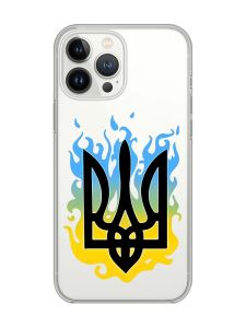 Прозорий чохол із захистом камери на iPhone 14 Pro Max :: Тризуб Полум'я (принт 257)