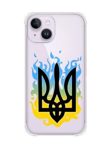 Чохол із потовщеними кутами на iPhone 14 :: Тризуб Полум'я (принт 257)