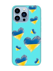 Матовий бірюзовий чохол на Apple iPhone 13 Pro Max :: Сердечка. Україна (принт 258)