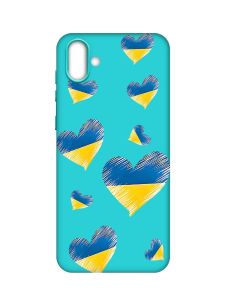 Матовий бірюзовий чохол на Samsung Galaxy A04 :: Сердечка. Україна (принт 258)