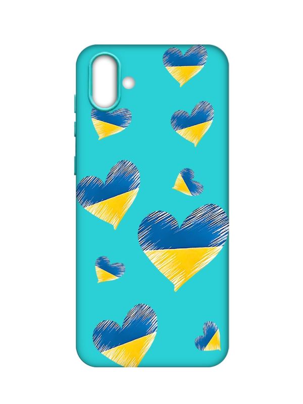 Матовий бірюзовий чохол на Samsung Galaxy A04 :: Сердечка. Україна (принт 258)