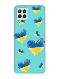 Матовий бірюзовий чохол на Samsung Galaxy A22 4G/ M32/ M22 :: Сердечка. Україна (принт 258)