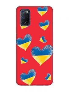 Матовий червоний чохол на Oppo A52/ A72/ A92 :: Сердечка. Україна (принт 258)