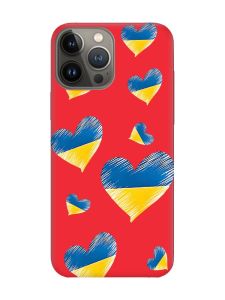 Матовий червоний чохол на Apple iPhone 13 Pro :: Сердечка. Україна (принт 258)
