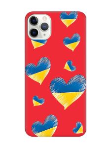 Матовий червоний чохол на iPhone 11 Pro Max (6.5) :: Сердечка. Україна (принт 258)
