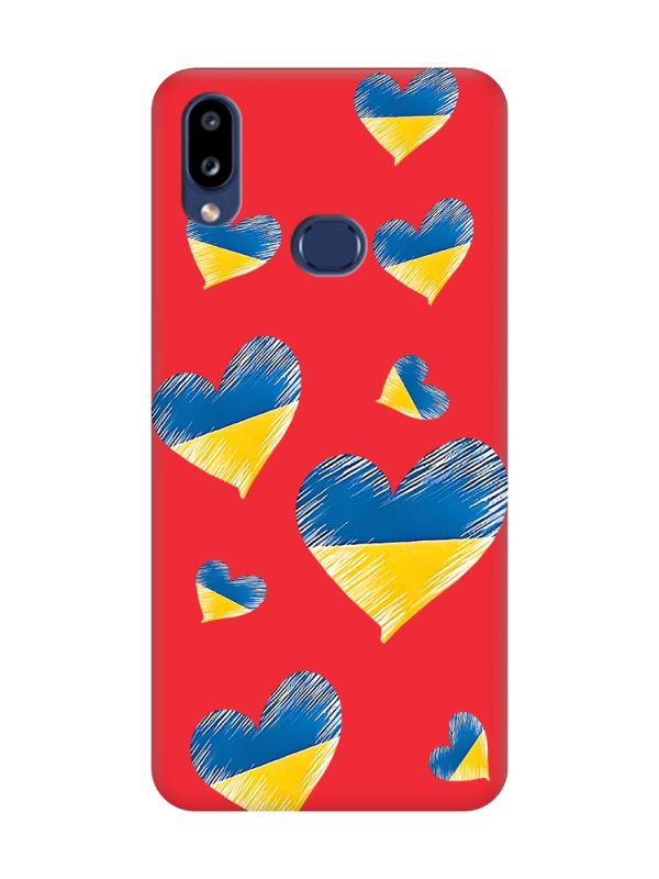 Матовий червоний чохол на Samsung Galaxy A10s (A107) :: Сердечка. Україна (принт 258)
