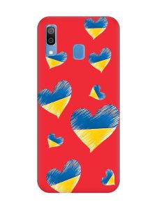 Матовий червоний чохол на Samsung Galaxy A30 (2019) / A20 (2019) :: Сердечка. Україна (принт 258)