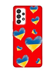 Матовий червоний чохол на Samsung Galaxy A53 4G/5G :: Сердечка. Україна (принт 258)