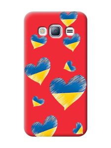 Матовий червоний чохол на Samsung Galaxy J3 / J310 :: Сердечка. Україна (принт 258)