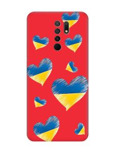 Матовий червоний чохол на Xiaomi Redmi 9 :: Сердечка. Україна (принт 258)