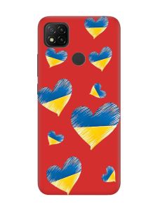 Матовий червоний чохол на Xiaomi Redmi 9C/10A :: Сердечка. Україна (принт 258)