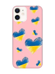 Матовий рожевий чохол на Apple iPhone 12 / 12 Pro (6.1) :: Сердечка. Україна (принт 258)
