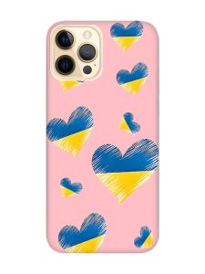 Матовий рожевий чохол на Apple iPhone 12 Pro Max :: Сердечка. Україна (принт 258)
