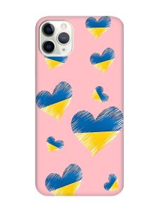 Матовий рожевий чохол на iPhone 11 Pro Max (6.5) :: Сердечка. Україна (принт 258)