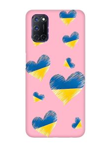 Матовий рожевий чохол на Oppo A52/A72/A92 :: Сердечка. Україна (принт 258)