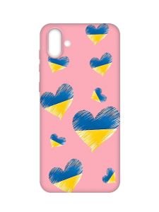 Матовий рожевий чохол на Samsung Galaxy A04 :: Сердечка. Україна (принт 258)