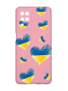 Матовий рожевий чохол на Samsung Galaxy A12 :: Сердечка. Україна (принт 258)