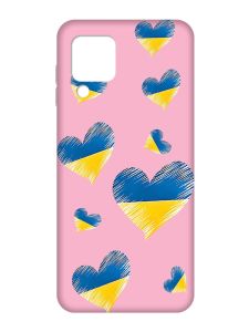 Матовий рожевий чохол на Samsung Galaxy A22 4G/M32/M22 :: Сердечка. Україна (принт 258)
