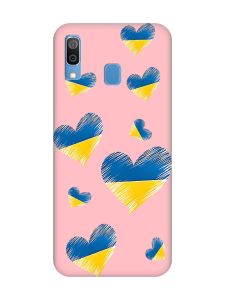 Матовий рожевий чохол на Samsung Galaxy A30 (2019) / A20 (2019) :: Сердечка. Україна (принт 258)