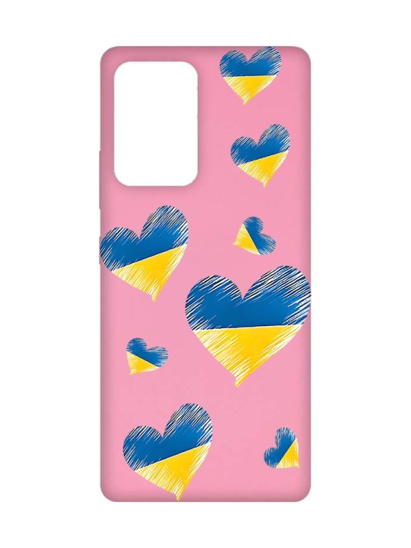 Матовий рожевий чохол на Samsung Galaxy A52 :: Сердечка. Україна (принт 258)
