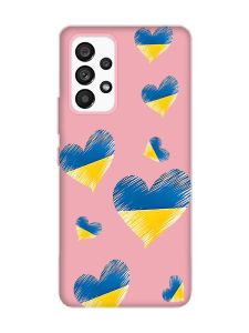 Матовий рожевий чохол на Samsung Galaxy A53 4G/5G :: Сердечка. Україна (принт 258)
