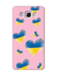 Матовий рожевий чохол на Samsung Galaxy J7(2016) J710 :: Сердечка. Україна (принт 258)