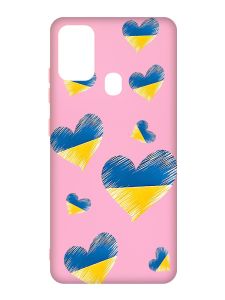 Матовий рожевий чохол на Samsung Galaxy M30s/M21 :: Сердечка. Україна (принт 258)