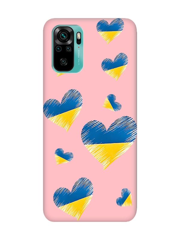 Матовий рожевий чохол на Xiaomi Redmi Note 10 / Note 10s :: Сердечка. Україна (принт 258)