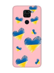 Матовий рожевий чохол на Xiaomi Redmi Note 9 :: Сердечка. Україна (принт 258)