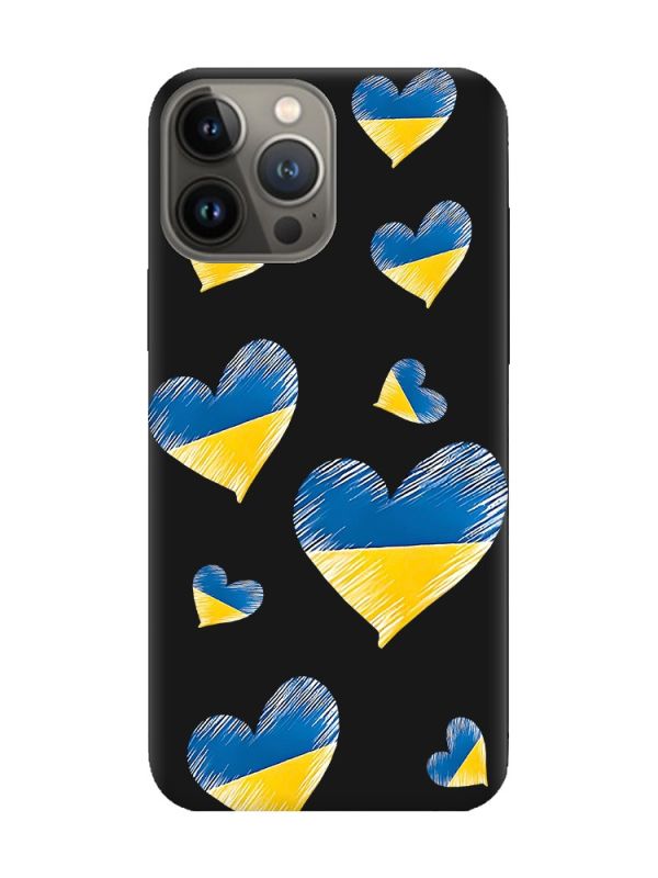 Матовий чорний чохол на Apple iPhone 13 Pro :: Сердечка. Україна (принт 258)