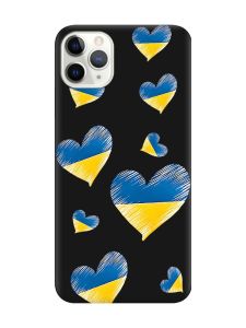Матовий чорний чохол на iPhone 11 Pro Max (6.5) :: Сердечка. Україна (принт 258)