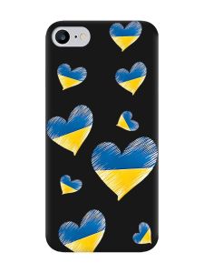 Матовий чорний чохол на iPhone 7 / 8 :: Сердечка. Україна (принт 258)