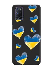 Матовий чорний чохол на Oppo A52/A72/A92 :: Сердечка. Україна (принт 258)