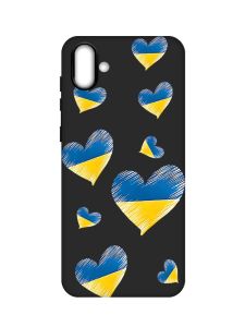 Матовий чорний чохол на Samsung Galaxy A04 :: Сердечка. Україна (принт 258)
