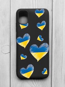 Матовий чорний чохол на Samsung Galaxy A04E/A042 :: Сердечка. Україна (принт 258)