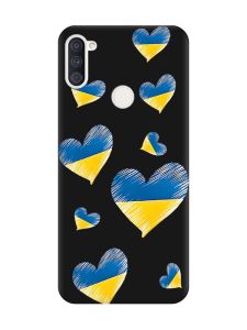 Матовий чорний чохол на Samsung Galaxy A11 :: Сердечка. Україна (принт 258)
