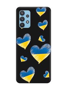 Матовий чорний чохол на Samsung Galaxy A32 :: Сердечка. Україна (принт 258)