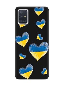 Матовий чорний чохол на Samsung Galaxy A51 :: Сердечка. Україна (принт 258)