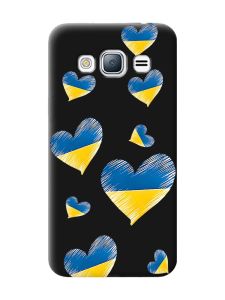 Матовий чорний чохол на Samsung Galaxy J3 / J310 :: Сердечка. Україна (принт 258)