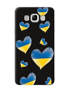 Матовий чорний чохол на Samsung Galaxy J7(2016) J710 :: Сердечка. Україна (принт 258)