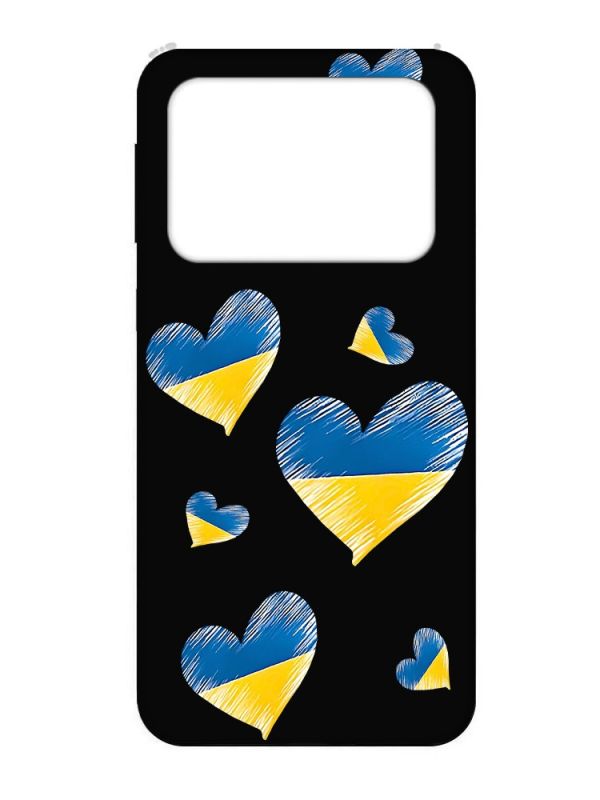 Матовий чорний чохол на Xiaomi Poco X4 Pro 5G :: Сердечка. Україна (принт 258)