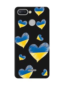 Матовий чорний чохол на Xiaomi Redmi 6 :: Сердечка. Україна (принт 258)