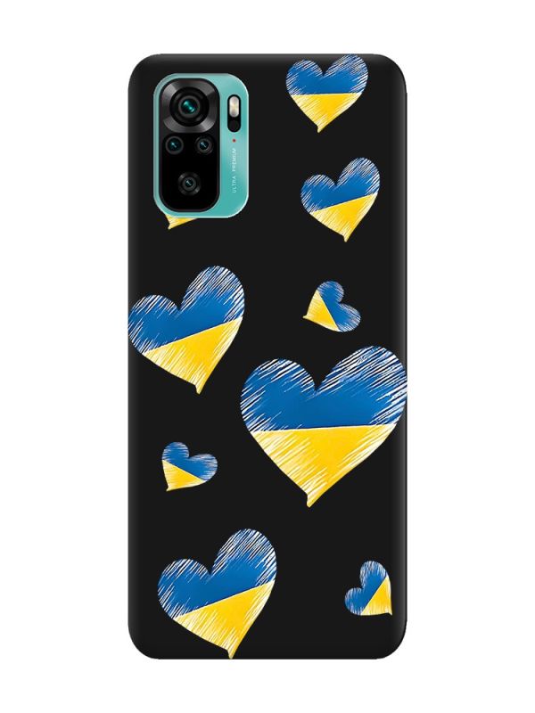 Матовий чорний чохол на Xiaomi Redmi Note 10 / Note 10s :: Сердечка. Україна (принт 258)