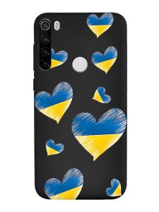 Матовий чорний чохол на Xiaomi Redmi Note 8T :: Сердечка. Україна (принт 258)