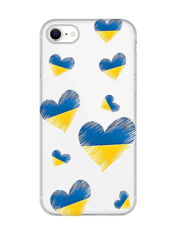 Прозорий чохол для iPhone 7, 8 :: Сердечка. Україна (принт 258)
