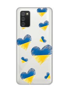 Прозорий чохол для Samsung Galaxy A02s :: Сердечка. Україна (принт 258)