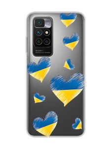 Прозорий чохол для Xiaomi Redmi 10 :: Сердечка. Україна (принт 258)