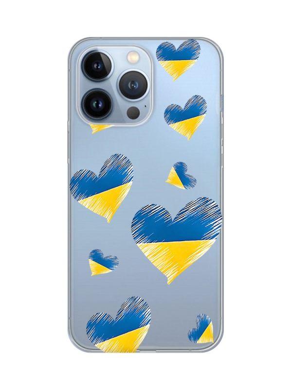 Прозорий чохол на Apple iPhone 13 Pro :: Сердечка. Україна (принт 258)