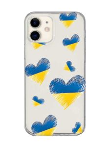 Прозорий чохол на iPhone 12 mini :: Сердечка. Україна (принт 258)